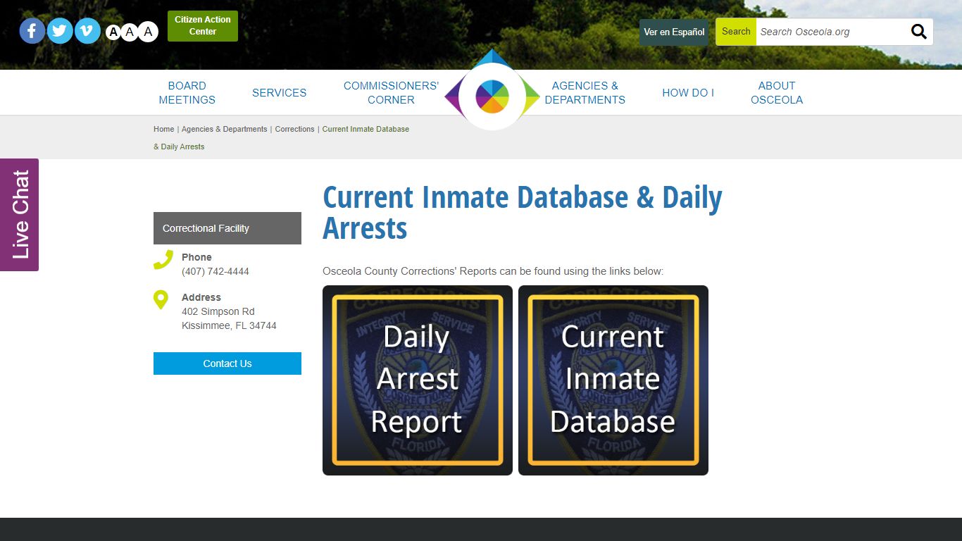 Current Inmate Database & Daily Arrests - Osceola County, Florida